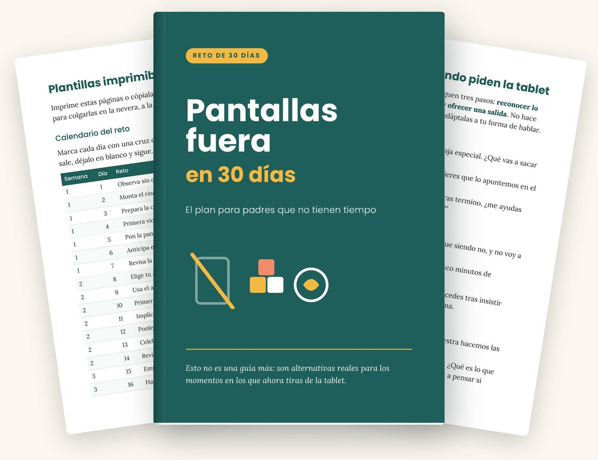 Guía Pantallas fuera en 30 días: portada y páginas interiores