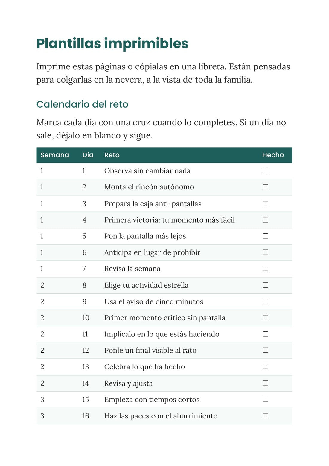 Calendario de 30 días